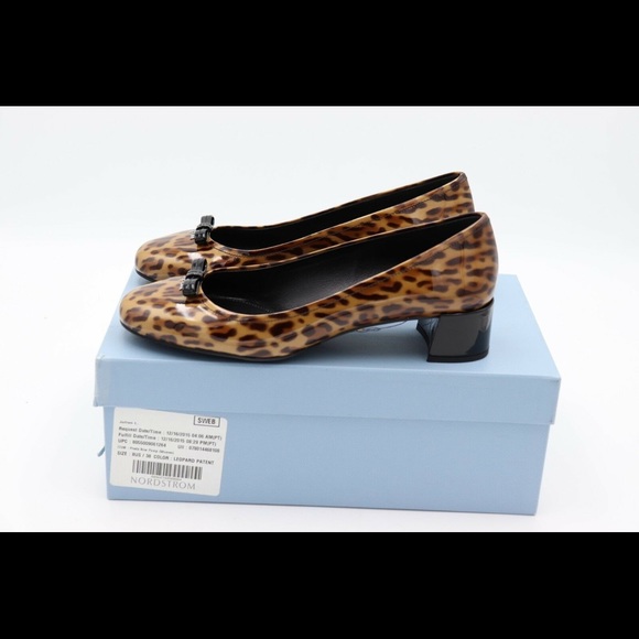 Prada patent leather leopard heels with bow - Picture 2 of 4